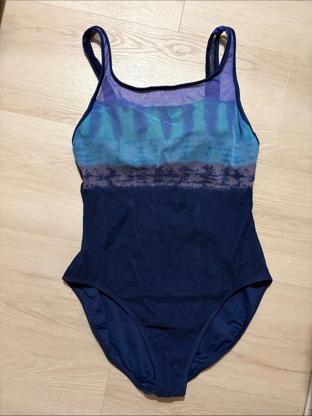Jag Navy One-Piece Swimsuit with Teal and Purple Accents